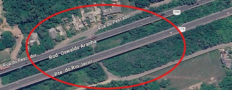 Alagamento bloqueia retornos sob a ponte do Rio Jacuí na Br-290 em Porto Alegre