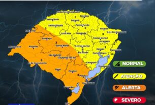 Defesa Civil emite alerta para risco de temporais severos no Rio Grande do Sul