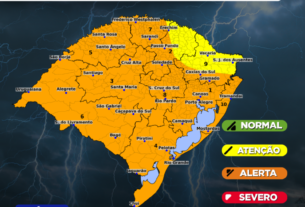 Defesa Civil emite alerta para temporais severos e ventos de até 100 km/h no Rio Grande do Sul