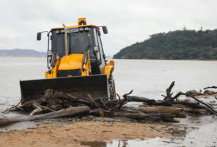 Operação de limpeza remove 442 toneladas de resíduos da orla do Guaíba