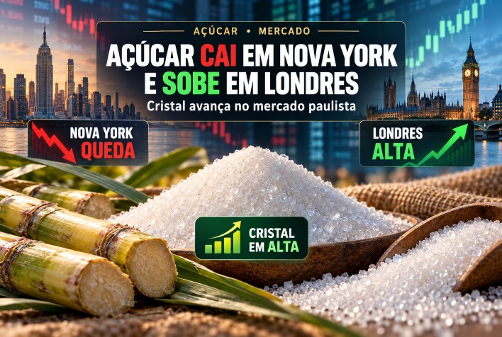 Açúcar oscila nas bolsas internacionais enquanto cristal mantém alta em São Paulo