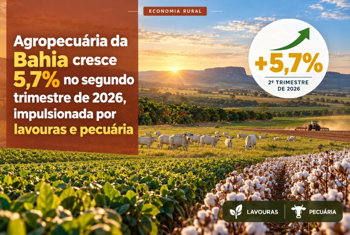Agropecuária da Bahia registra alta de 5,7% no segundo trimestre de 2026