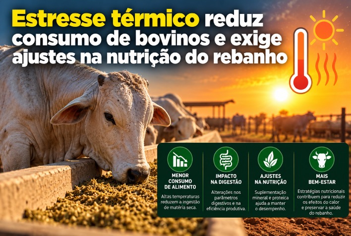 Calor excessivo prejudica alimentação do gado e força adaptação na dieta dos animais