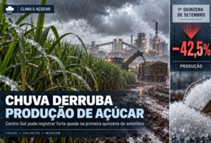 Chuva intensa derruba produção de açúcar no Centro-sul em setembro