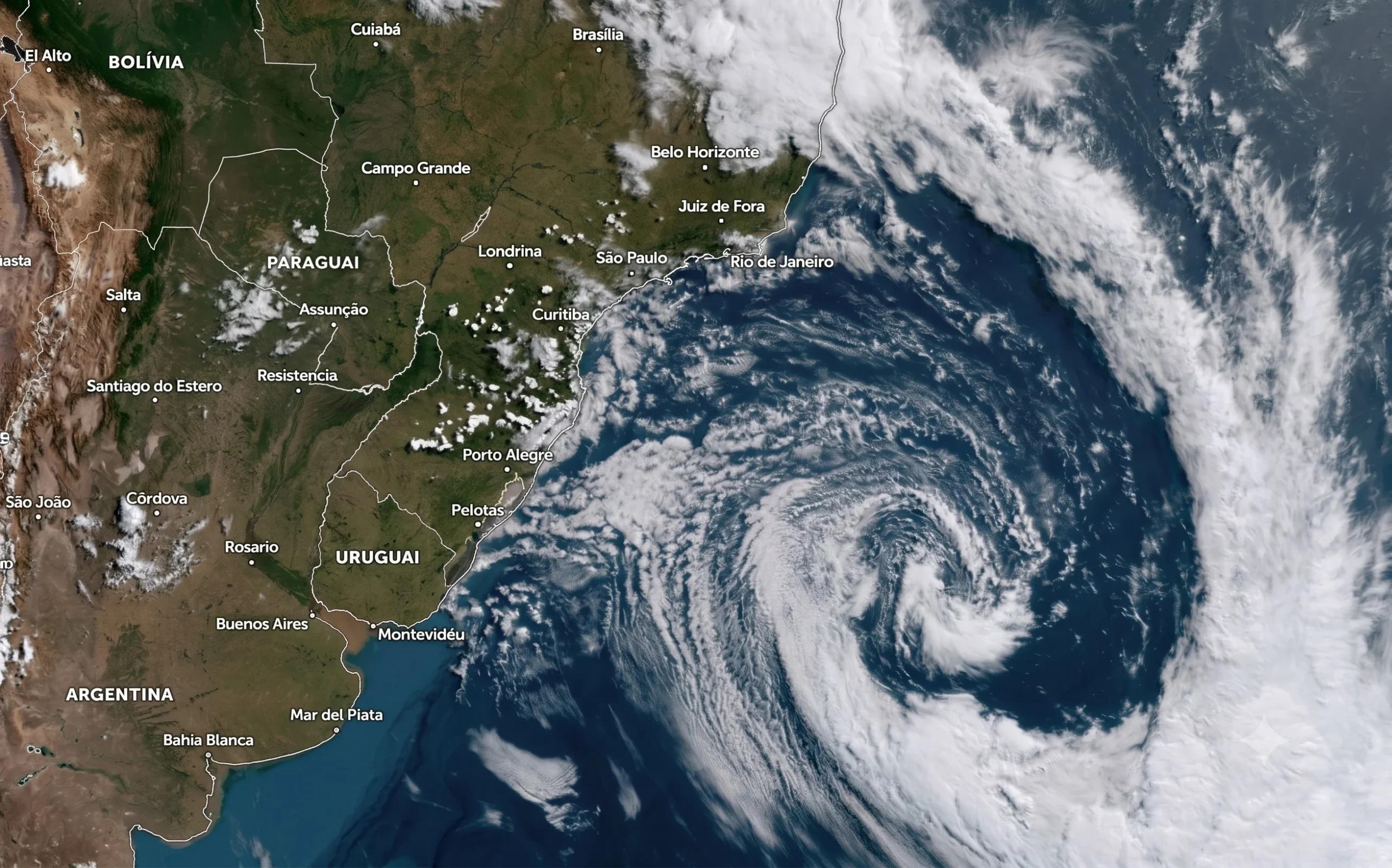 Ciclone extratropical e frente fria elevam risco de temporais em três regiões do Brasil