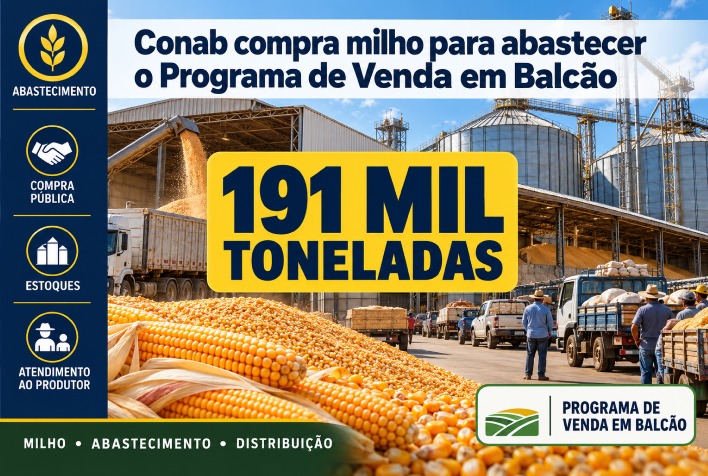 Conab adquire 191 mil toneladas de milho para reforçar o Programa de Venda em Balcão