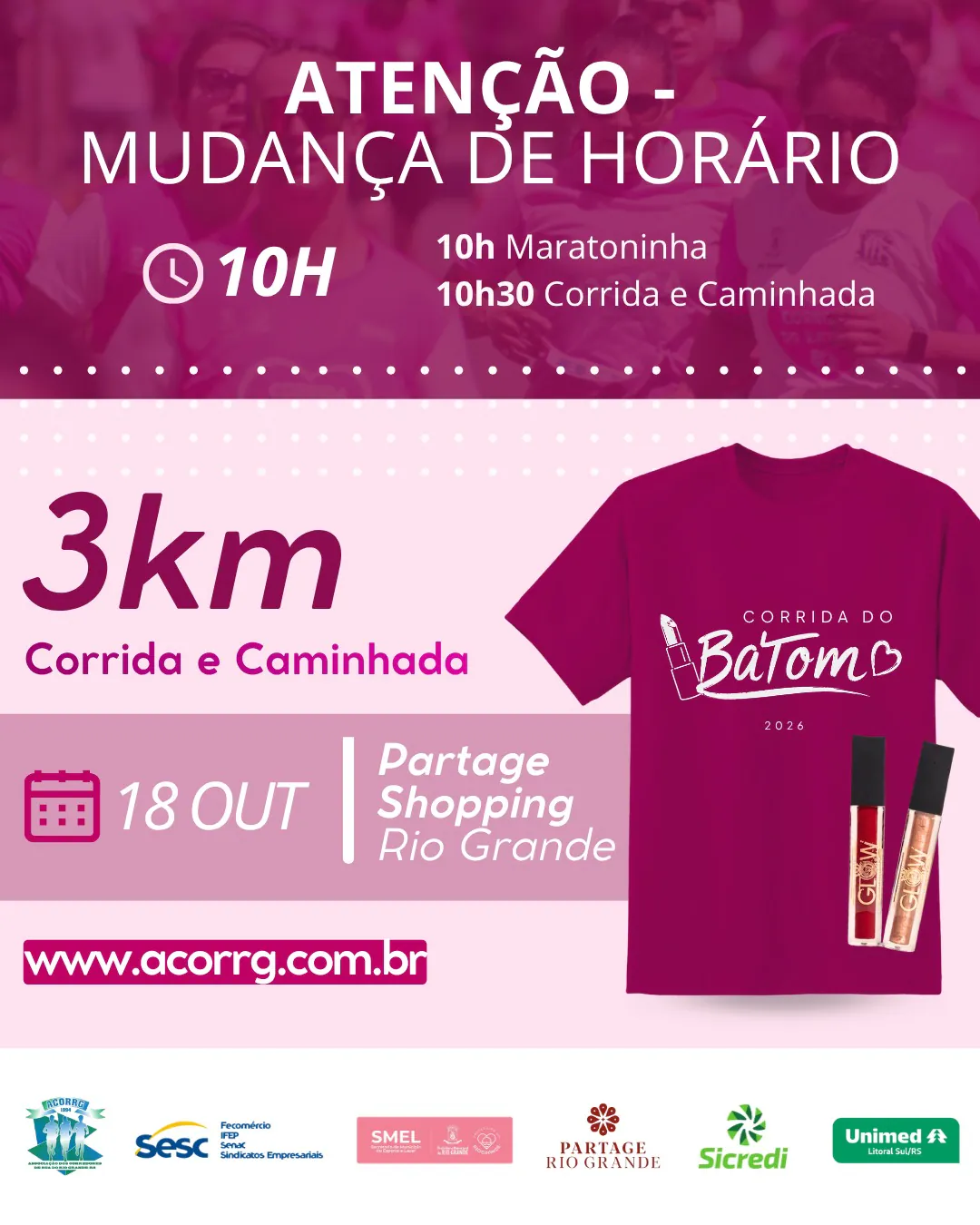 Corrida do Batom 2026 altera cronograma e confirma data em Rio Grande