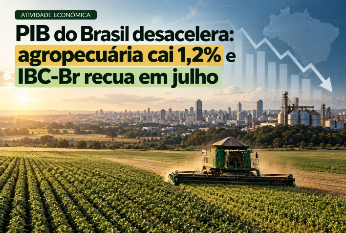Desaceleração do PIB brasileiro: agropecuária registra queda de 1,2% e Ibc-br tem recuo em julho