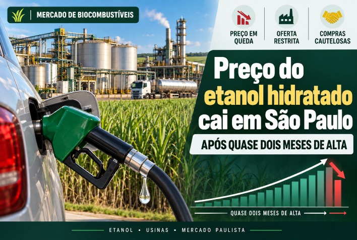 Etanol hidratado registra queda de preço em São Paulo após ciclo de valorização