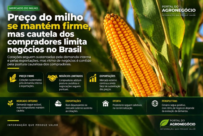 Mercado brasileiro de milho trava negócios diante de cautela dos compradores apesar da estabilidade