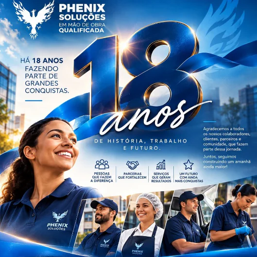 Phenix Soluções celebra 18 anos de atuação no mercado de mão de obra
