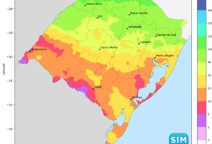 Previsão de chuva intensa no Rio Grande do Sul pode acumular até 200 mm até terça-feira