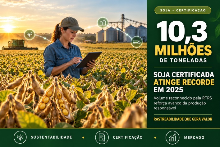 Produção de soja certificada pela RTRS salta 42% e alcança marca histórica de 10,3 milhões de toneladas