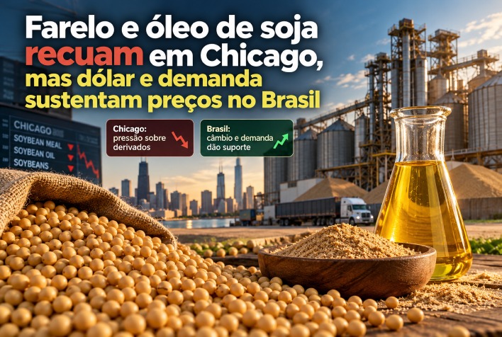 Queda nos preços do farelo e óleo de soja em Chicago, mas dólar e demanda garantem estabilidade no Brasil