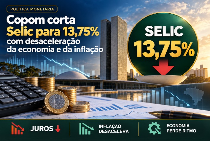 Selic cai a 13,75% ao ano sob efeito de inflação menor e economia em ritmo mais lento