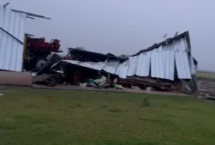 Temporal destrói galpão e compromete safra em São Borja às vésperas do plantio