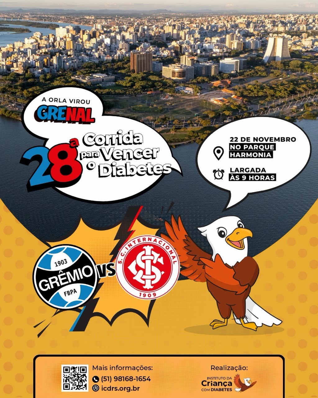 A Orla virou Grenal: Corrida para Vencer o Diabetes ganha novo endereço em Porto Alegre