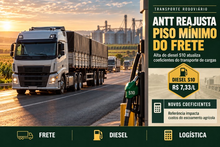 ANTT atualiza piso mínimo do frete rodoviário com diesel a R$ 7,33