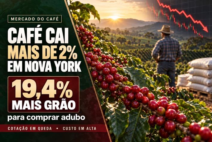 Café recua em Nova York e produtores enfrentam custo maior em fertilizantes