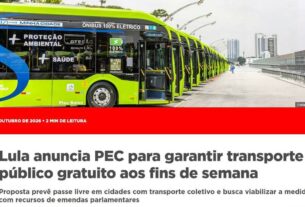 Campanha de Lula usa imagem da gestão Nunes para ilustrar proposta de transporte gratuito