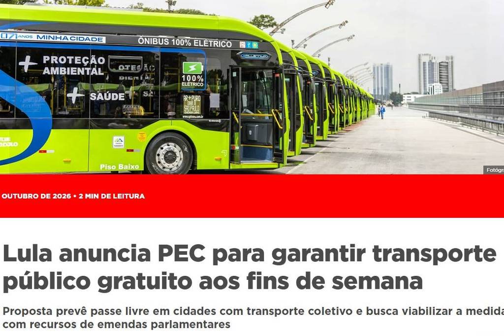 Campanha de Lula usa imagem da gestão Nunes para ilustrar proposta de transporte gratuito