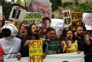 Centenas protestam em São Paulo e exigem que a Meta garanta neutralidade nas eleições