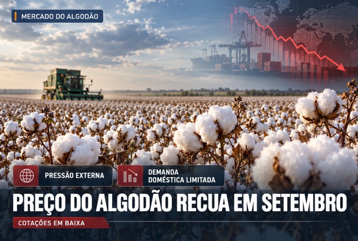 Cotação do algodão cai em setembro com influência externa e baixa demanda