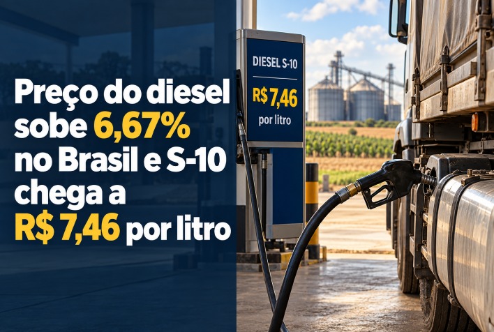 Diesel tem alta de 6,67% e S-10 atinge R$ 7,46 o litro no país
