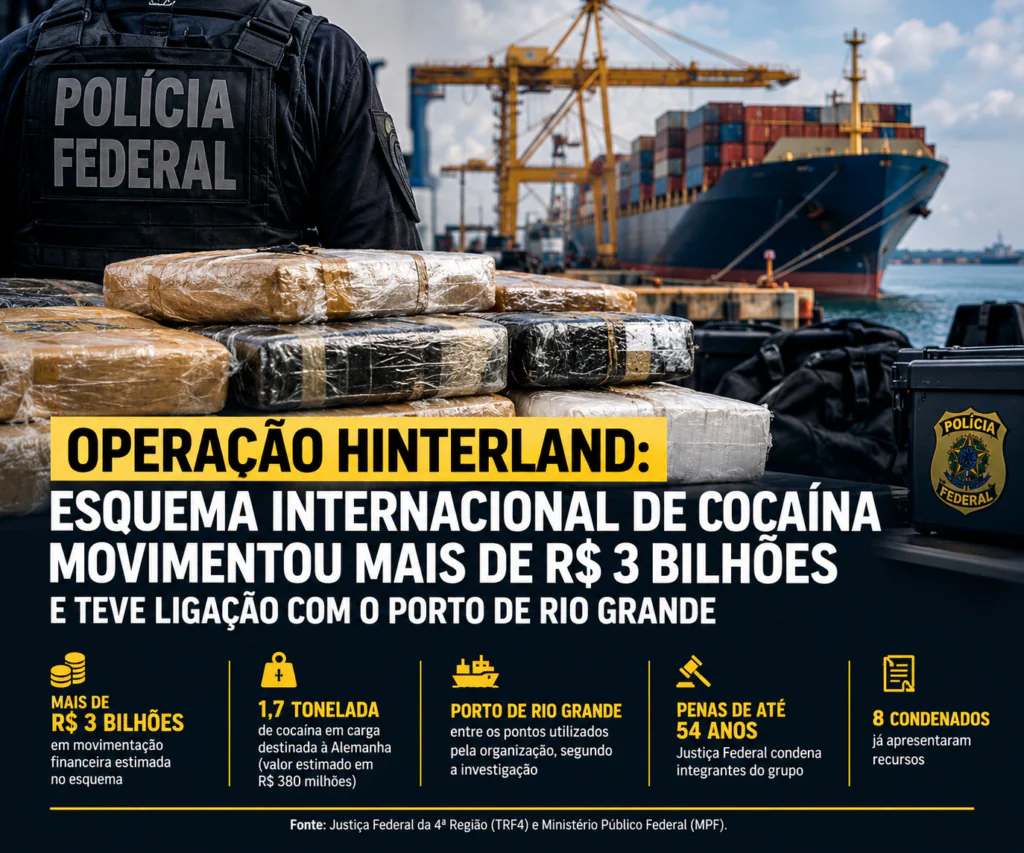 Esquema internacional DE Cocaína Bilionário ligado ao PORTO DE RIO Grande resulta em duras penas