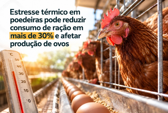 Estresse térmico em poedeiras reduz consumo de ração e derruba produtividade