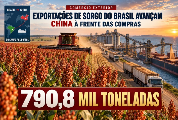 Exportações de sorgo do Brasil disparam com demanda chinesa em 2026