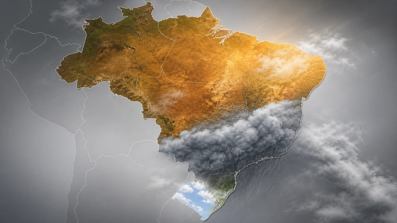 Frente fria traz risco de tempestades ao Sudeste e anticiclone derruba termômetros no Sul