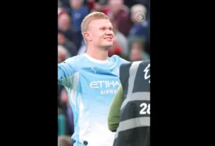 Haaland brilha em vitória do Manchester City e celebra gol com torcida