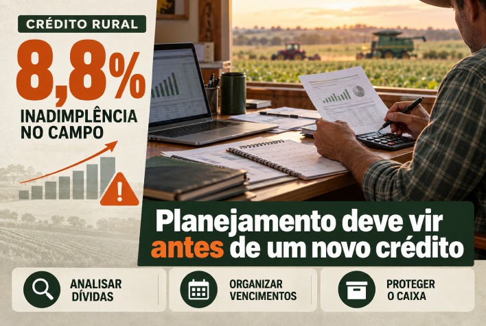 Inadimplência rural atinge 8,8% e exige cautela no acesso a novos créditos