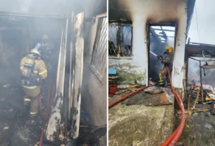 Incêndio destrói residência no bairro Guajuviras em Canoas