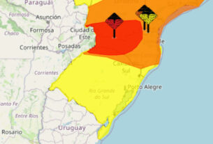 Inmet emite alerta vermelho para chuva extrema e ventos de 100 km/h no Rio grande do Sul