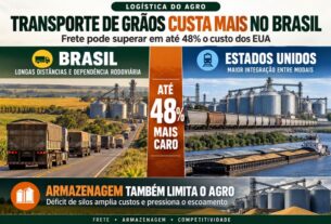 Logística brasileira: custo do transporte de grãos supera em 48% o dos EUA