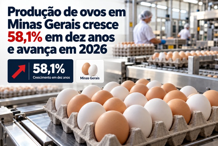 Minas Gerais amplia produção de ovos em 58,1% ao longo de dez anos e avança em 2026