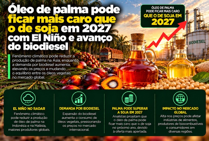 Óleo de palma pode superar preço do óleo de soja em 2027