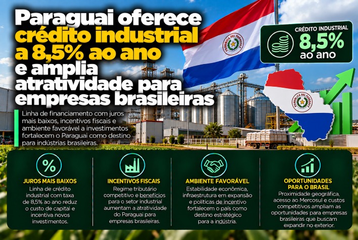 Paraguai lança crédito industrial a 8,5% ao ano para atrair empresas brasileiras