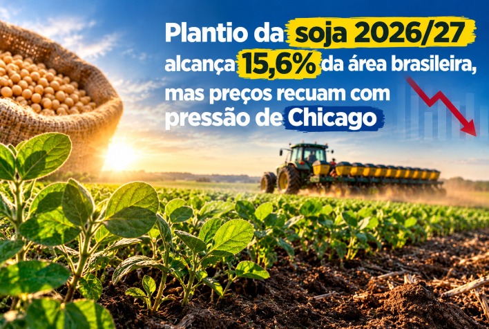 Plantio da soja avança no país, mas cotações recuam com pressão externa