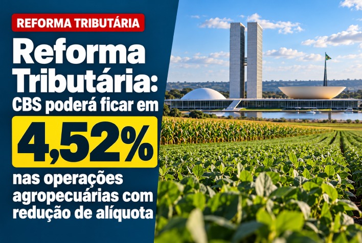 Reforma Tributária: CBS pode alcançar 4,52% em operações agropecuárias com redução de alíquota