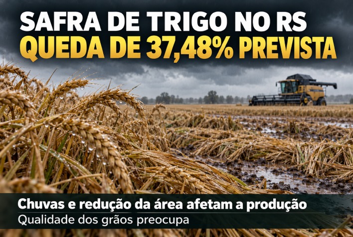 Safra de trigo no Rio grande do Sul aponta queda expressiva devido a chuvas
