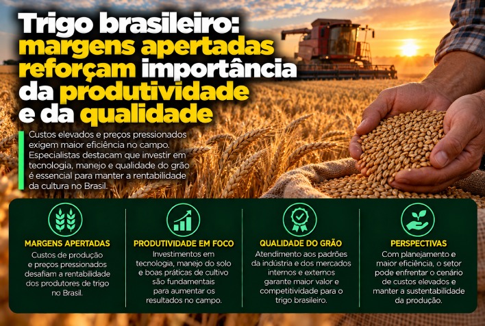 Trigo brasileiro enfrenta margens apertadas e exige foco em produtividade