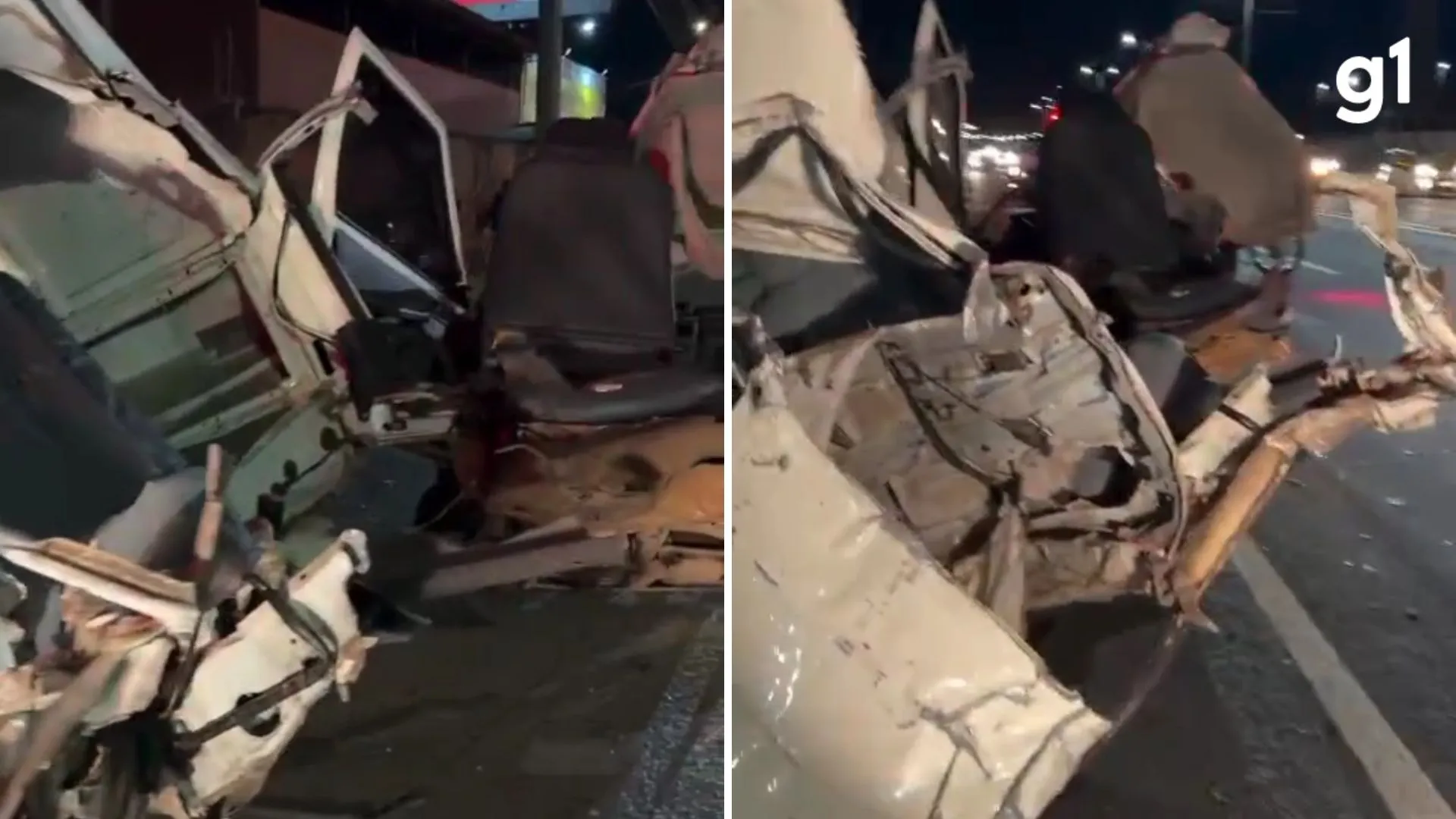Veículo se parte ao meio em batida violenta contra poste na rodovia